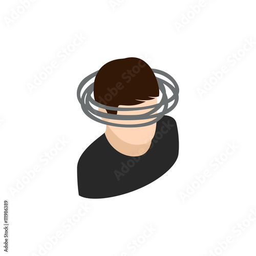Dizzy head icon, isometric 3d style