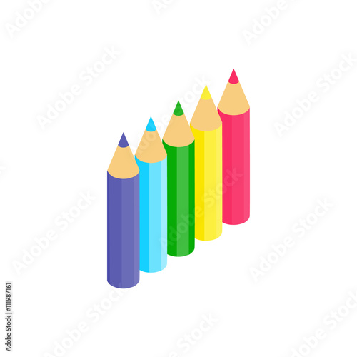 Colored pencils icon, isometric 3d style