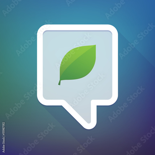 Long shadow tooltip icon on a gradient background  with a green