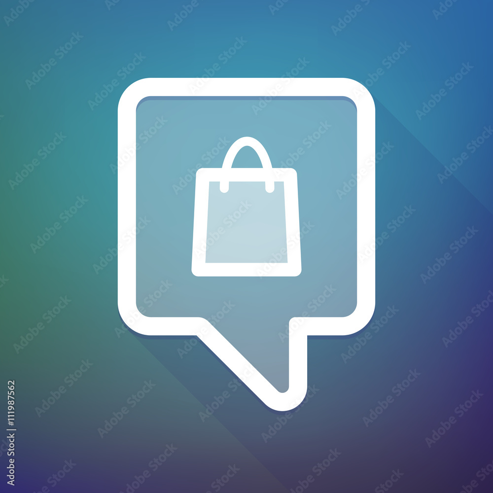 Long shadow tooltip icon on a gradient background with a shoppi Long shadow tooltip icon on a gradient background with a shoppi