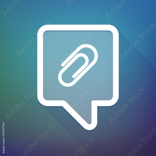 Long shadow tooltip icon on a gradient background  with a clip