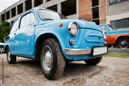 Blue retro classic car