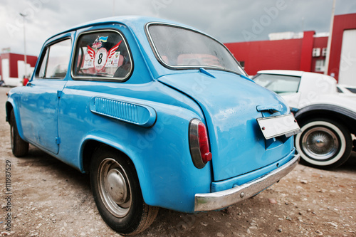 Blue retro classic car
