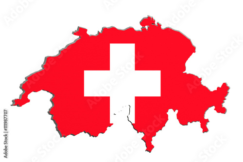 Silhouette of Switzerland map with flag