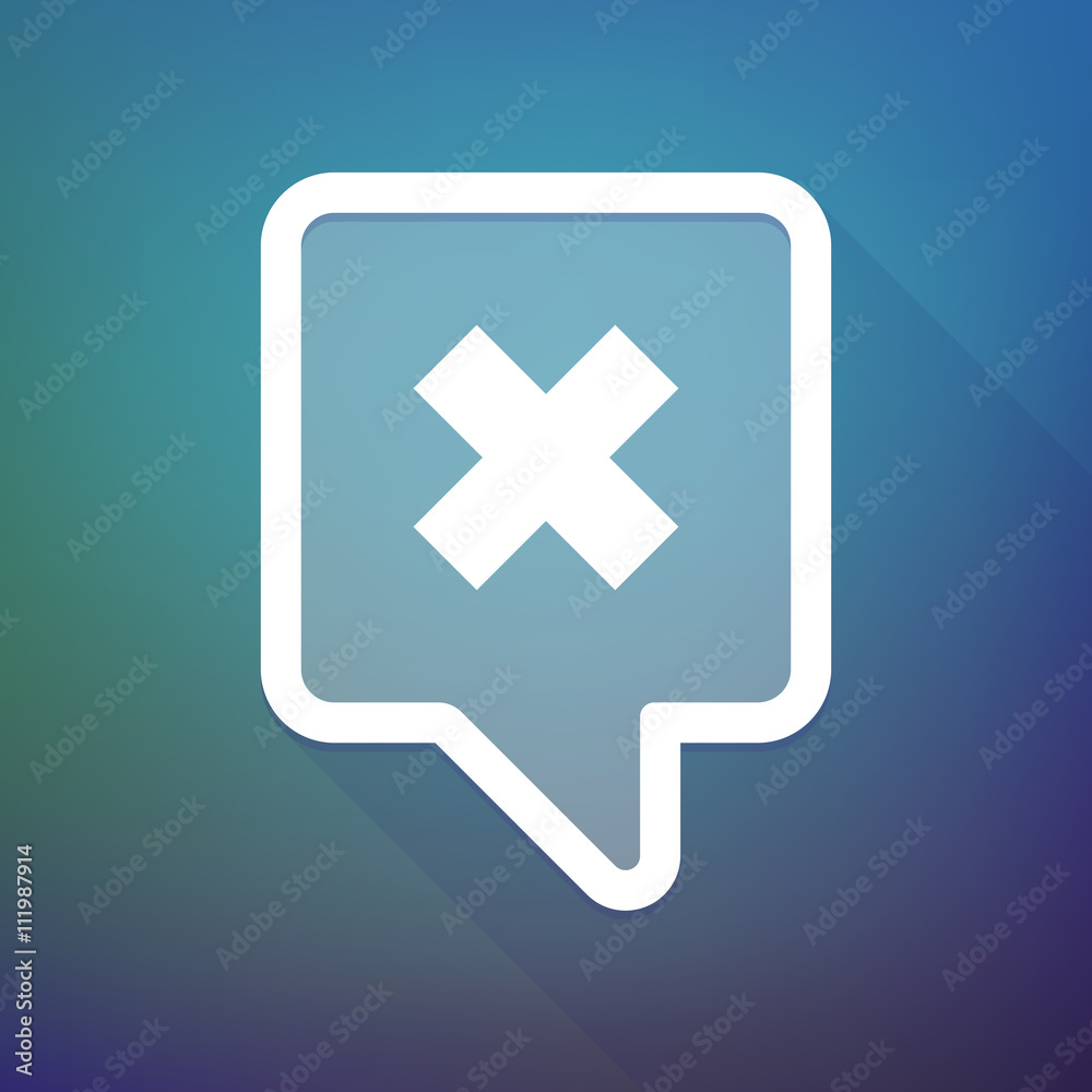 Long shadow tooltip icon on a gradient background with an x sig Long shadow tooltip icon on a gradient background with an x sig