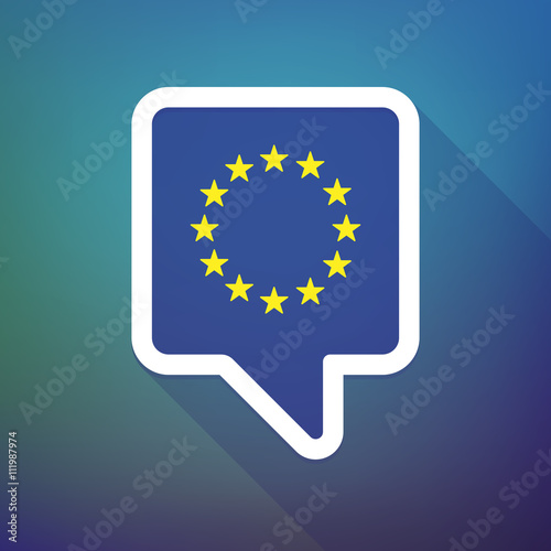 Long shadow tooltip icon on a gradient background  with  the EU