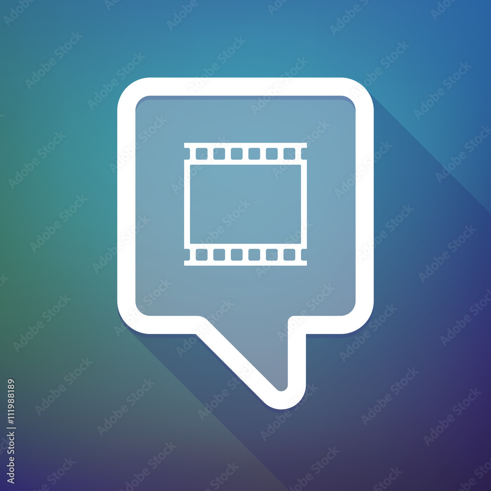 Long shadow tooltip icon on a gradient background with a phot Long shadow tooltip icon on a gradient background with a phot