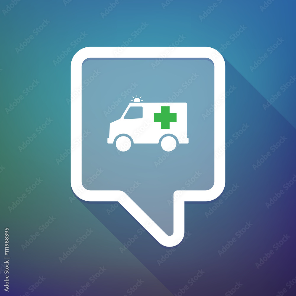 Long shadow tooltip icon on a gradient background with an ambu Long shadow tooltip icon on a gradient background with an ambu