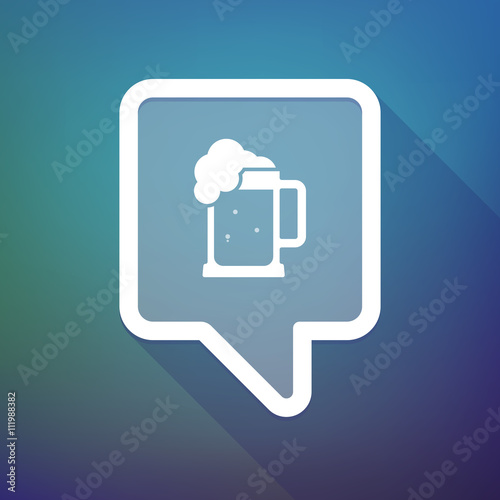 Long shadow tooltip icon on a gradient background  with  a beer