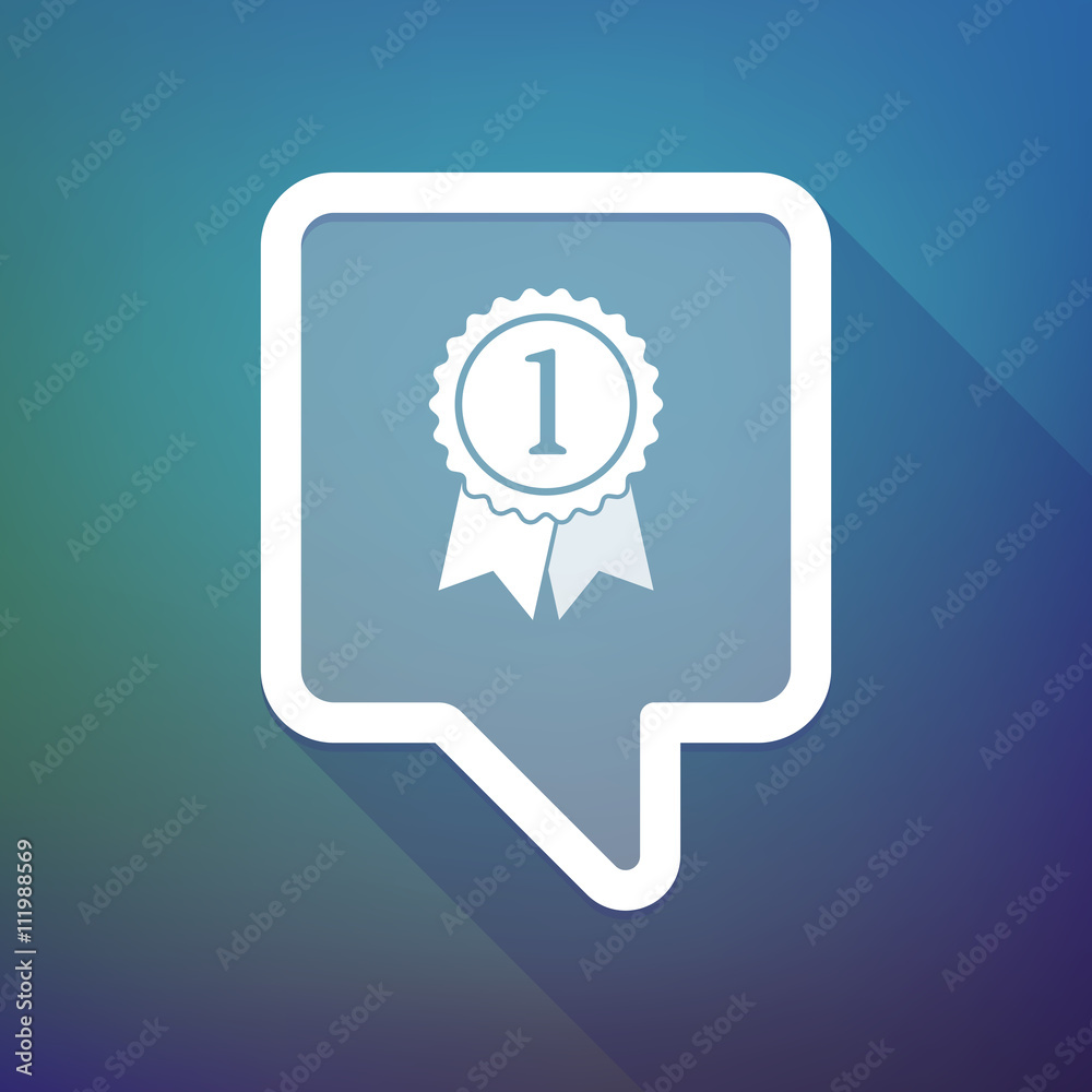 Long shadow tooltip icon on a gradient background with a ribbo Long shadow tooltip icon on a gradient background with a ribbo