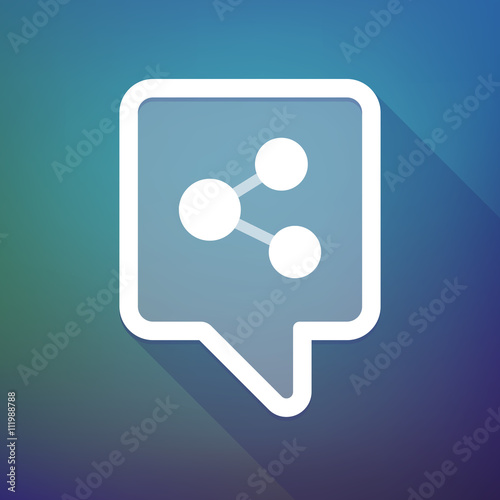 Long shadow tooltip icon on a gradient background  with  a netwo