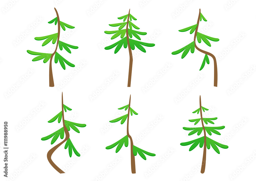 Naklejka premium Set of abstract stylized trees spruce