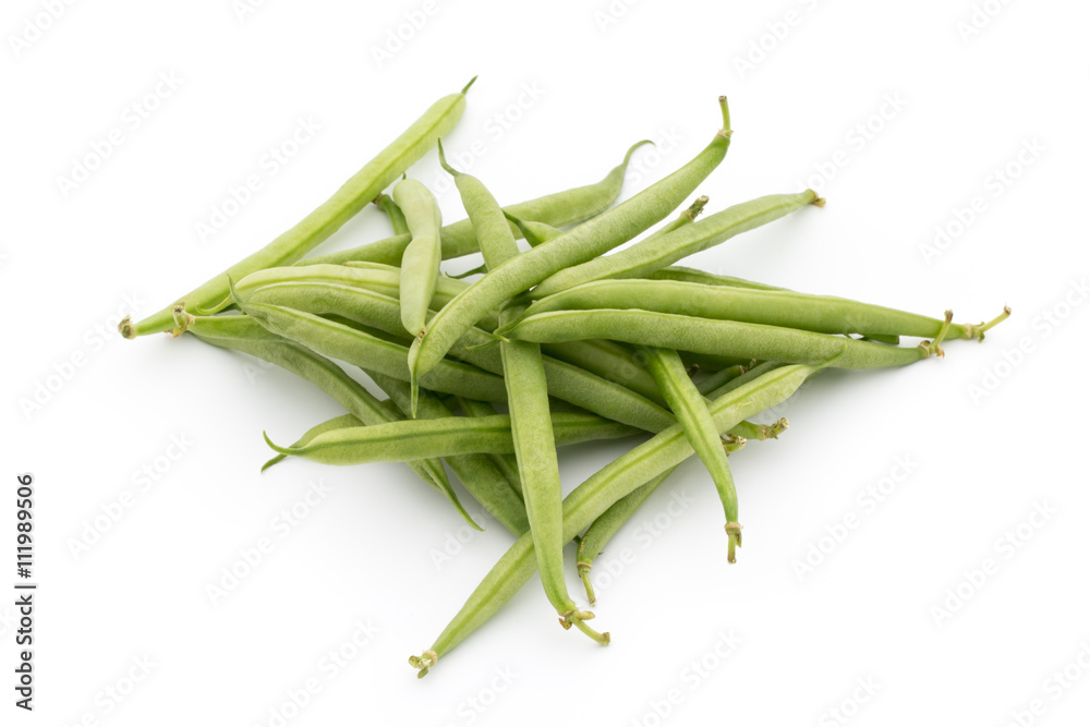 Fototapeta premium Green beans isolated on a white background.