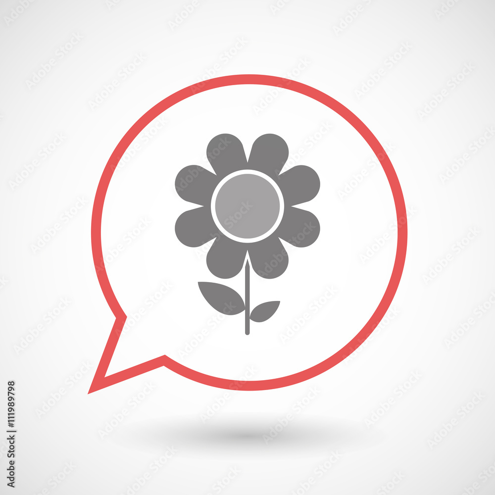 Isolated line art comic balloon with a flower Isolated line art comic balloon with a flower