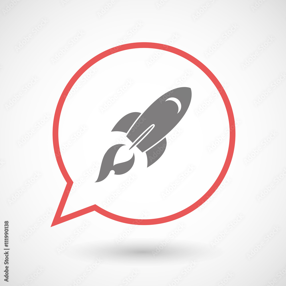 Fotografie Isolated line art comic balloon with a rocket