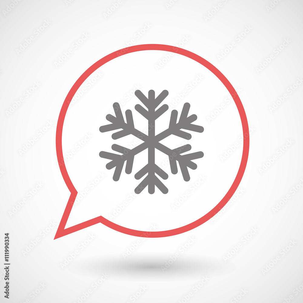 Isolated line art comic balloon with a snow flake Isolated line art comic balloon with a snow flake