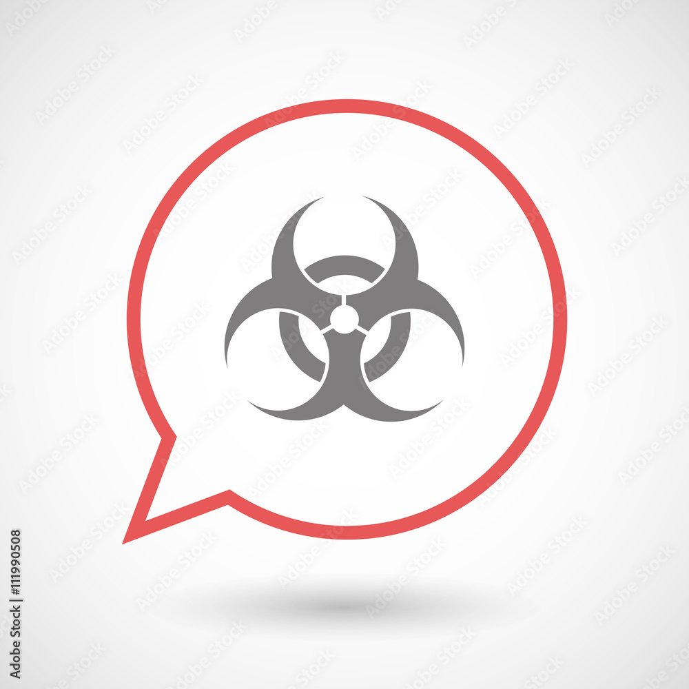Isolated line art comic balloon with a biohazard sign Isolated line art comic balloon with a biohazard sign