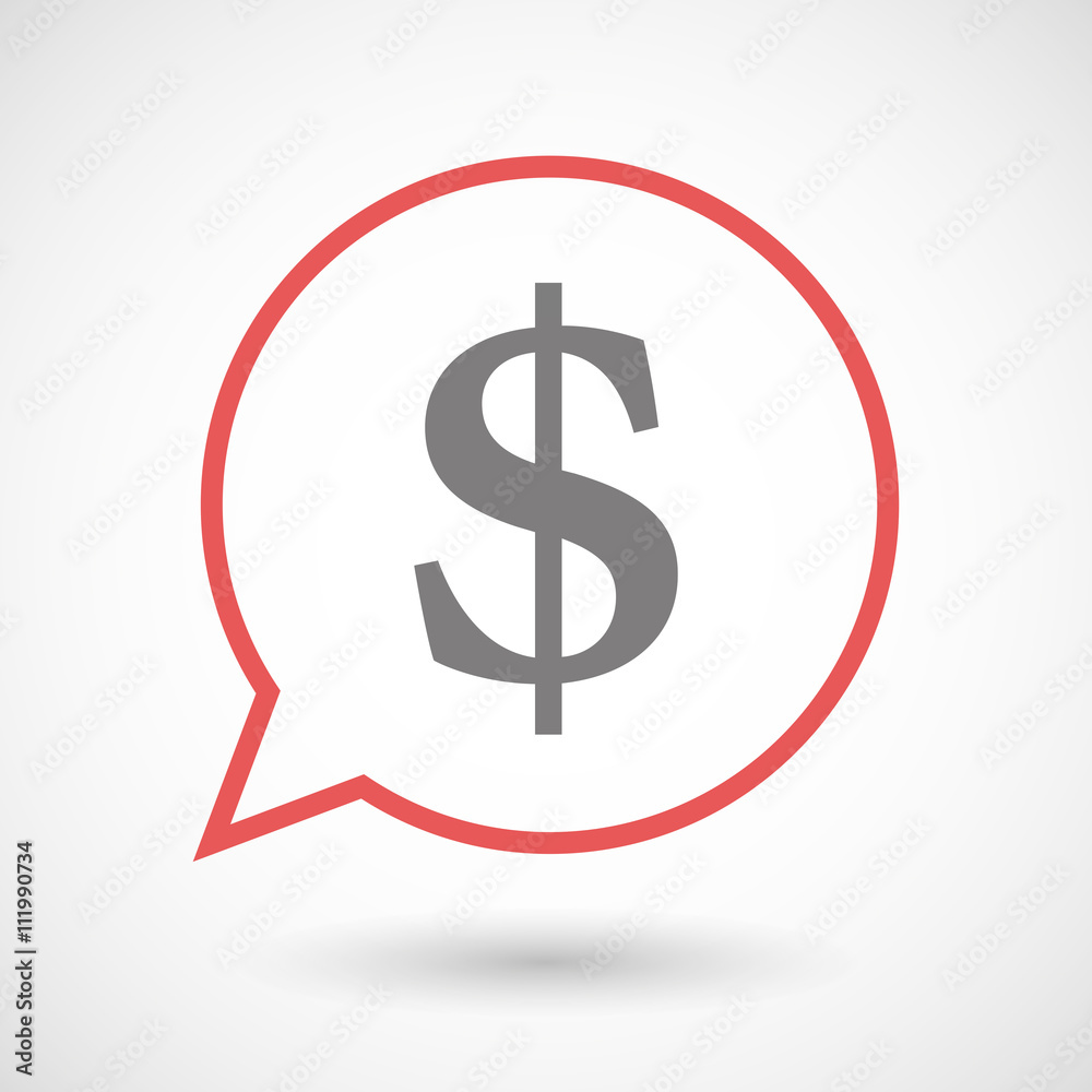 Isolated line art comic balloon with a dollar sign Isolated line art comic balloon with a dollar sign