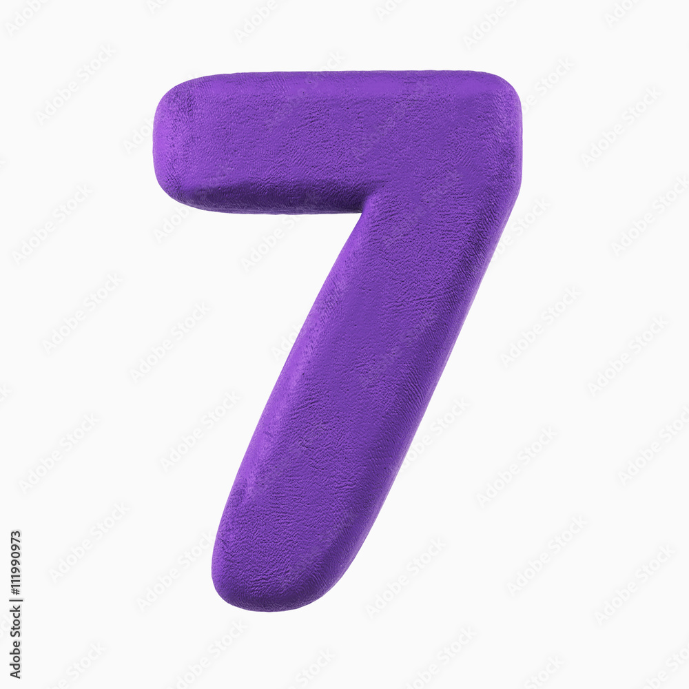 Plasticine Clay Font. Number Seven, 7. 3d rendering isolated on white background Plasticine Clay Font. Number Seven, 7. 3d rendering isolated on white background
