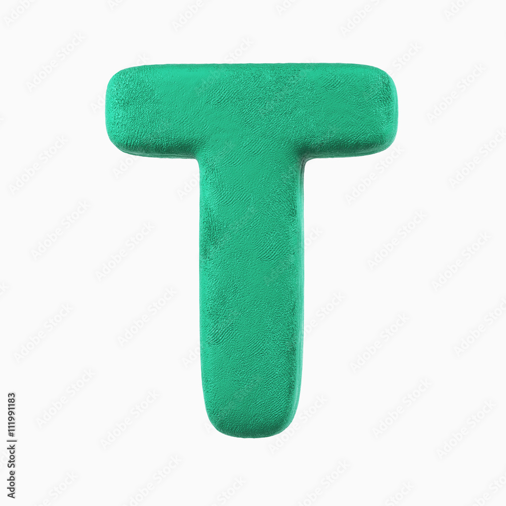 Plasticine Clay Font. T letter. 3d rendering isolated on white background Plasticine Clay Font. T letter. 3d rendering isolated on white background