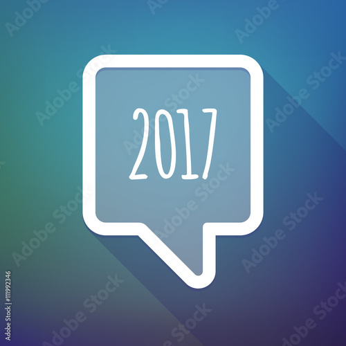 Long shadow tooltip icon on a gradient background  with  a 2017