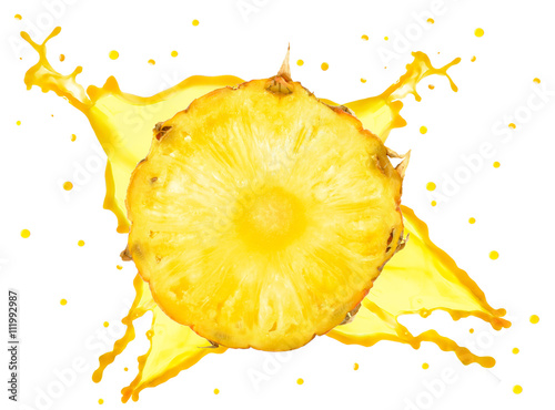 pineapple juice splash isolated 