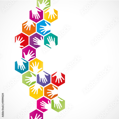 affiche mains colorés