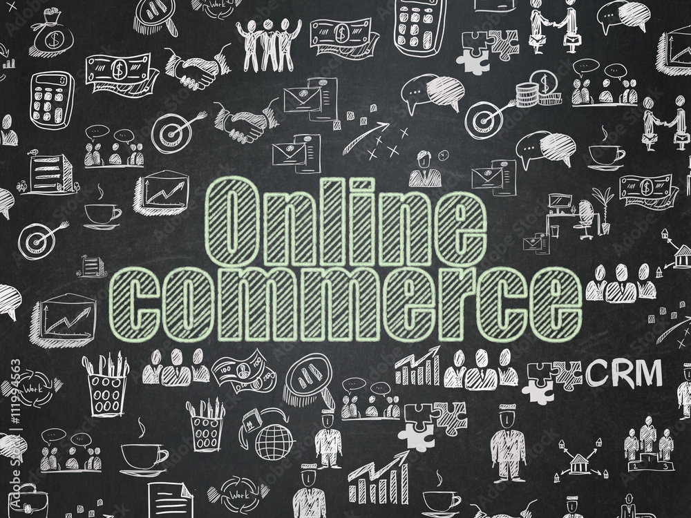 Finance concept: Online Commerce on School board background