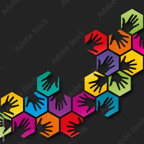 affiche mains colorés