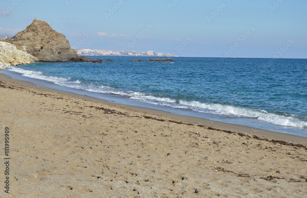 Playa, Mijas, costa, Málaga, Andalucía, paisaje marítimo