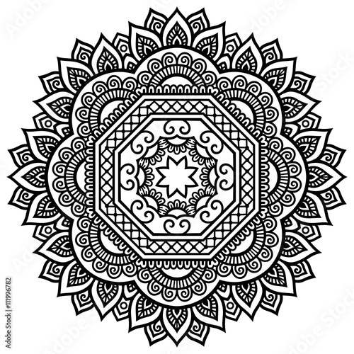 Vector henna tatoo mandala. Mehndi style. 