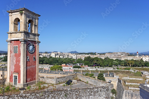 Clock tower old fortress Corfu town