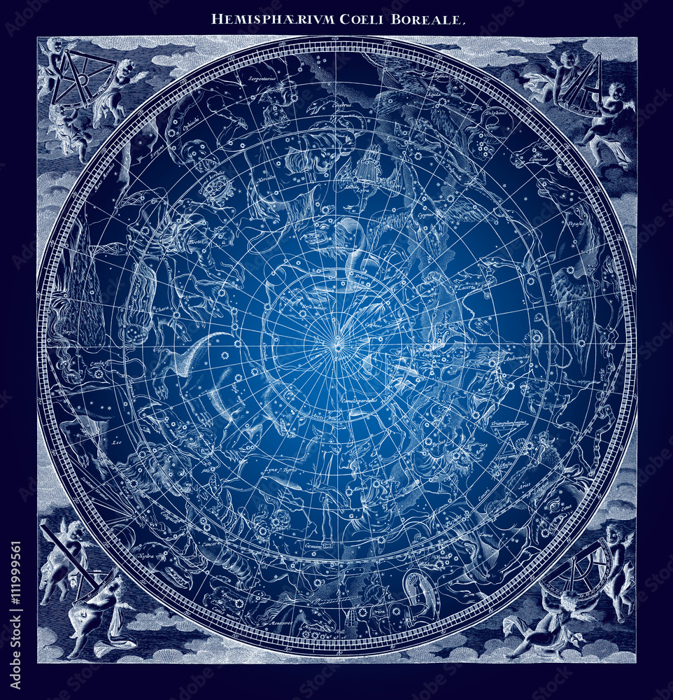 Obraz premium Blue Boreal Constellations Illustration