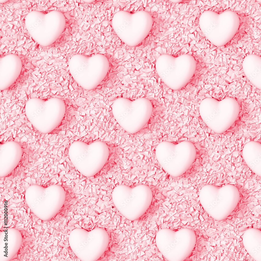 Obraz premium seamless pink background made of hearts and tiny cubes objects