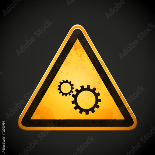 danger sign with gears