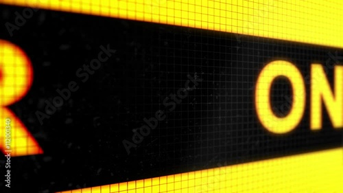 Looped animated background with running line with text yellow-orange color 