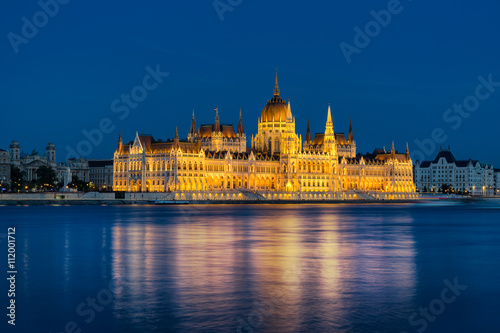 The Hungarian Parliament on the Danube River in Budapest Hungary © gb27photo