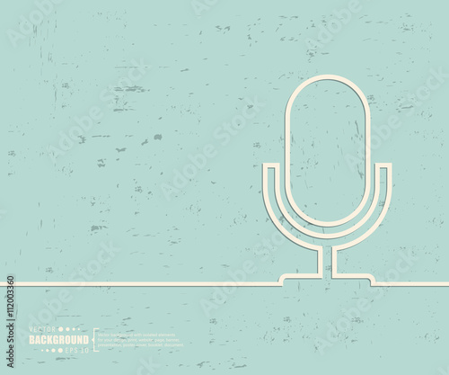 Creative vector microphone. Art illustration template background. For presentation, layout, brochure, logo, page, print, banner, poster, cover, booklet, business infographic, wallpaper, sign, flyer.