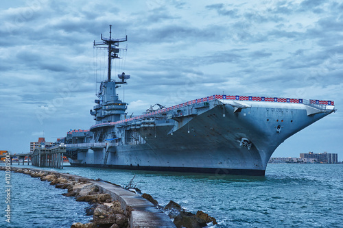 CORPUS CHRISTI, TEXAS, USA - SEPTEMBER 21, 2013:Aircraft carrier USS Lexington dockt in Corpus Christi on September 21, 2013 year. photo