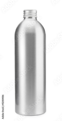 Bottle aluminum on white background , water oil , clipping path