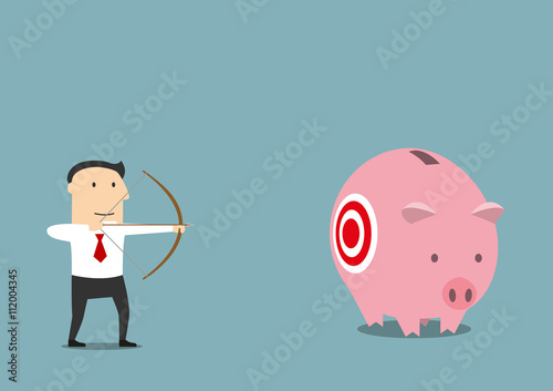 Businessman hunting for someone elses piggy bank