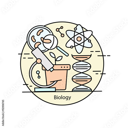 Modern color thin line concept of biology.