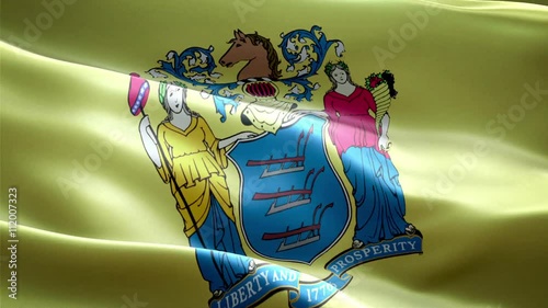 This is the surging effected flag of New Jersey which is a state of united states photo