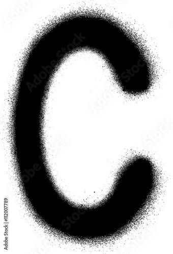 sprayed C font graffiti in black over white