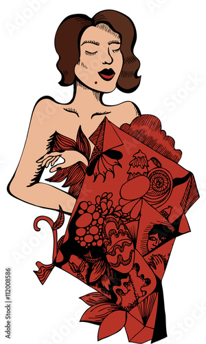 The beautiful girl. Retro style