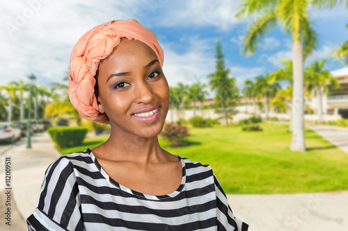 Portrait of beautiful African American woman smiling