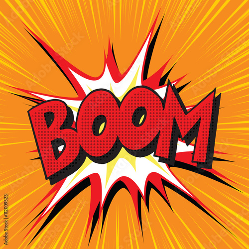 Boom explosion comic book text pop art