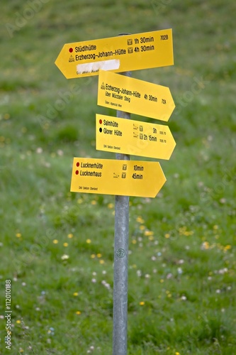 Direction signs in the Alps © Gudellaphoto