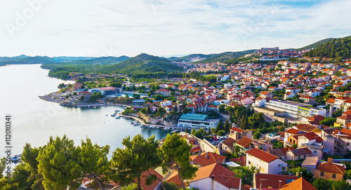 Panorama of the mediterranean city of Sibenik from the St. Michaels Fortress. Croatia © juliarumyantseva