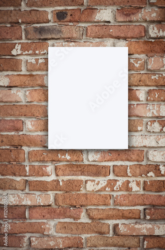 Mock up paper display on brick wall texture